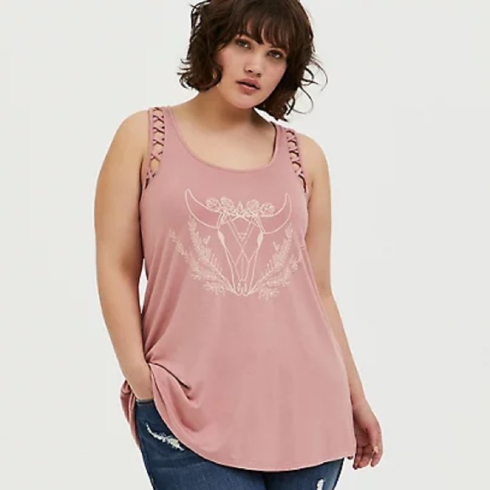 NWT Size 1 Torrid Pink Bull Lattice Tank